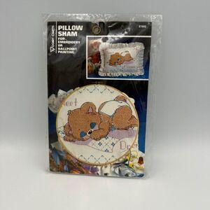 Vogart Crafts Vintage Baby Bear Stamped Pillow Sham Embroidery Kit 8744G NEW
